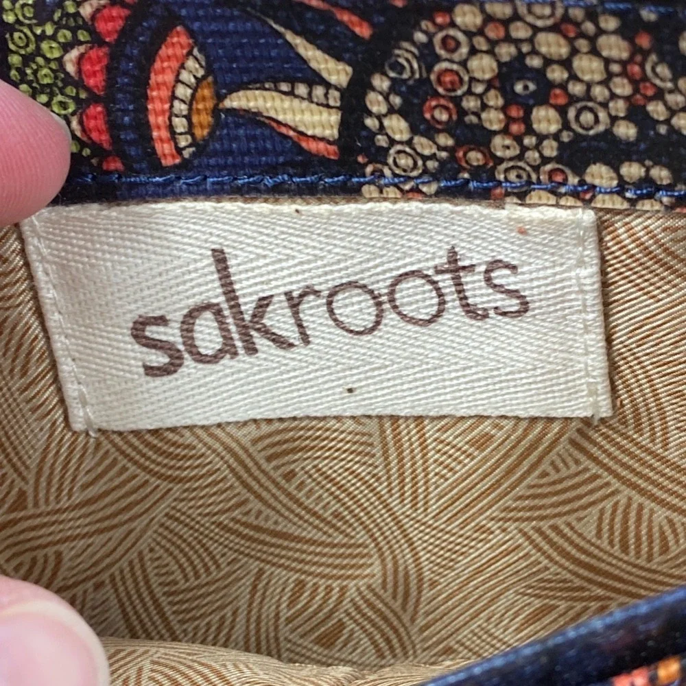 Sakroots Artist Circle Large Smartphone Crossbody Wallet Navy Owl Spirit Print